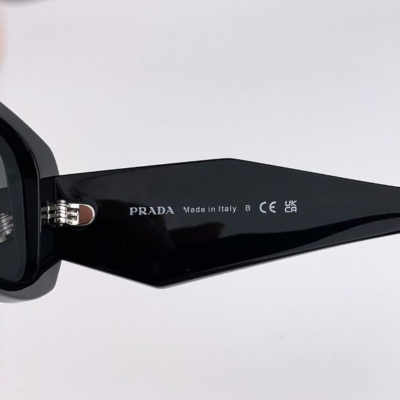 Prada PR17WS 1AB5S0 Sunglasses Black Gray Rectangle Unisex - Picture 10 of 13